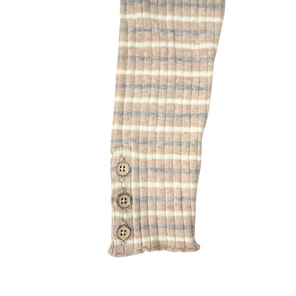 J.McLaughlin Women Striped Arlette Turtleneck M Oatmeal Cotton Modal Stretch NWT - Picture 4 of 8